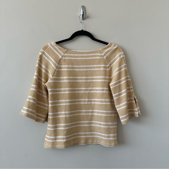 Anthropologie-Postmark Boat Neck 3/4 Sleeve Striped Top - Picture 3 of 10